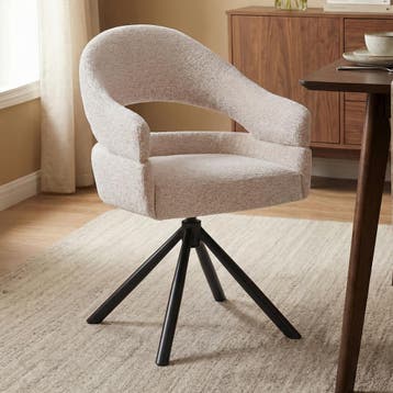*WOONWINKEL* Eetkamerstoel Met Open Rug Beige Zwart, Verzenden, Nieuw, Stof