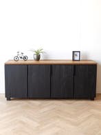 Zwart dressoir | teakhout | modern | Vavivo, 150 tot 200 cm, Teakhout, Nieuw, Ophalen of Verzenden