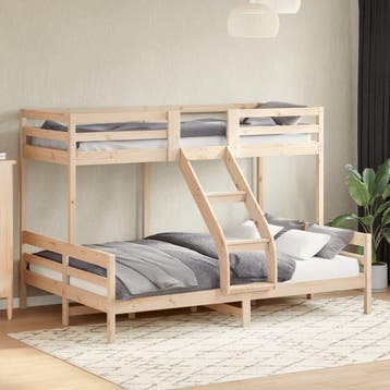 vidaXL Stapelbed massief grenenhout 80x200/140x200 cm, Huis en Inrichting, Eenpersoons, Bruin, Verzenden, Nieuw