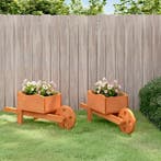 vidaXL Plantenbakken kruiwagen 2 st 47x15x19 cm massief, Verzenden, Nieuw