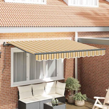 vidaXL Uitschuifbare luifel Geel en Grijs 250 x 200 cm Stof, Verzenden, Nieuw