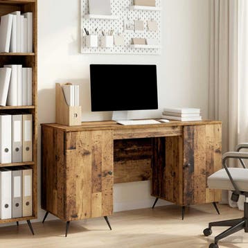 vidaXL Bureau met plank Oud hout 142,5 x 50 x 75 cm Bewerkt, Verzenden, Nieuw
