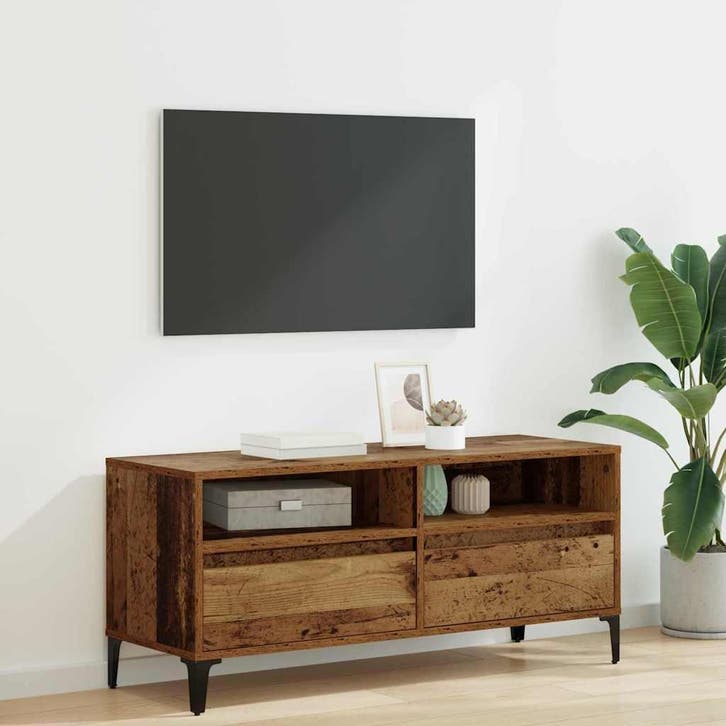 vidaXL TV-kast Oud Hout 100 x 34,5 x 44,5 cm Gemonteerd hout, Huis en Inrichting, Kasten | Televisiemeubels, Nieuw, 100 tot 150 cm