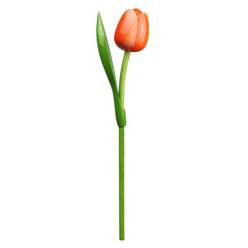 Houten tulp op steel 34 cm Orange white, Ophalen of Verzenden, Nieuw