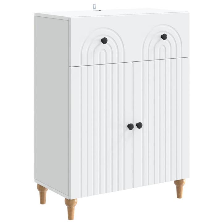 vidaXL Dressoir met lade Wit 66 x 34,5 x 90 cm Bewerkt hout, Huis en Inrichting, Kasten | Dressoirs, Nieuw, Minder dan 50 cm, Overige houtsoorten