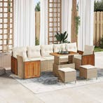 vidaXL Tuinbankenset met kussen 13 pcs Beige en Crème poly, Verzenden, Nieuw, Rotan, 3 zitplaatsen