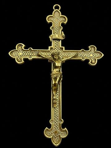 Crucifix - Verguld messing - 1880-1900 - Franse neogotiek -