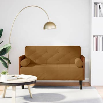 vidaXL Loveseat bank met bolsters bruin 110 cm fluweel, Verzenden, Nieuw, Stof