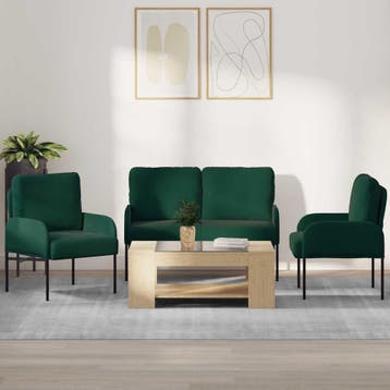 vidaXL Sofa-Sets 3 st Donkergroen Multiplex, Huis en Inrichting, Banken | Bankstellen, Verzenden, Nieuw, Minder dan 150 cm