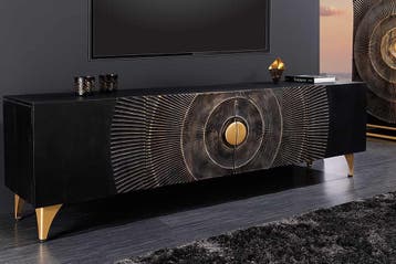 Handgemaakte TV lowboard GOLDEN SUNSET 180cm zwart met 3D, Ophalen of Verzenden, Nieuw