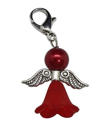 Geluks Engeltje met clip rood (Gelukspoppetjes en engeltjes), Hobby en Vrije tijd, Kralen en Sieraden maken, Ophalen of Verzenden