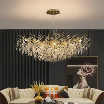 Luxe Gouden Kristallen LED Kroonluchter - Plafondlamp & Hang, Verzenden, Nieuw
