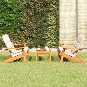 vidaXL 3-delige Loungeset Adirondack massief acaciahout, Verzenden, Nieuw, Hardhout, Loungeset
