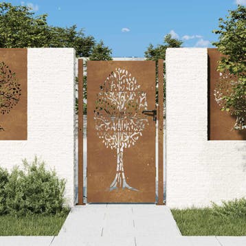 vidaXL Poort 100x175 cm boomontwerp cortenstaal, Verzenden, Nieuw