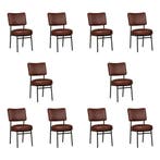 Set van 10 Leren eetkamerstoelen Rondo - Granada Cognac, Ophalen of Verzenden, Nieuw, Leer, Vijf, Zes of meer stoelen