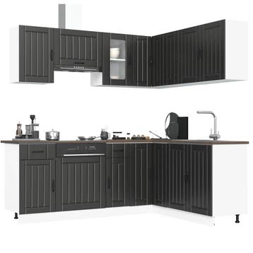 vidaXL 11-delige Keukenkastenset Lucca bewerkt hout zwart, Huis en Inrichting, Verzenden, Nieuw, Zwart
