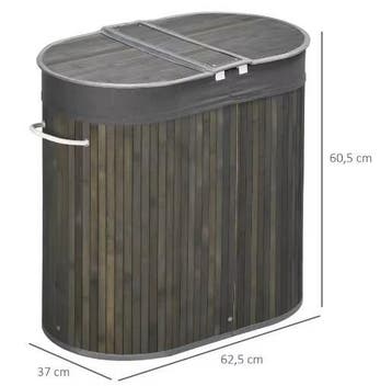 Bamboe Wasmand met Deksel – 100L, 2 Vakken, Huis en Inrichting, Verzenden, Nieuw