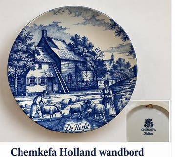 Chemkefa Holland wandbord De Herfst – Delfts Blauw, Verzenden