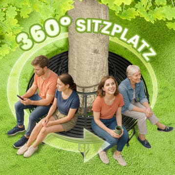 Boombank Bree Zwart Metaal Ø160cm (Tuinbanken-Tuinsets), Verzenden, Nieuw