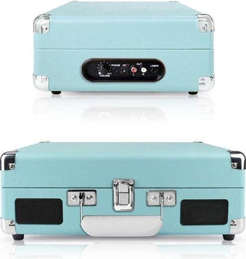 2dekans | Vintage Vinyl kofferplatenspeler blauw - line-in, Audio, Tv en Foto, Radio's, Ophalen of Verzenden, Zo goed als nieuw