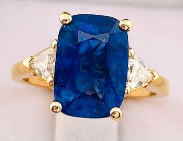 Ring - 18 karaat Geel goud Saffier - Diamant, Nieuw