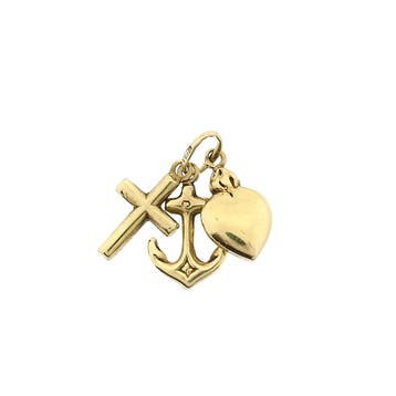 Gouden hanger; Geloof hoop en liefde. (Hanger of bedel), Ophalen of Verzenden, Gebruikt, Goud, Overige merken
