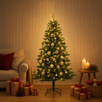vidaXL Kunstkerstboom met Ballen 120 cm 150 LEDs Warmwit, Verzenden, Nieuw