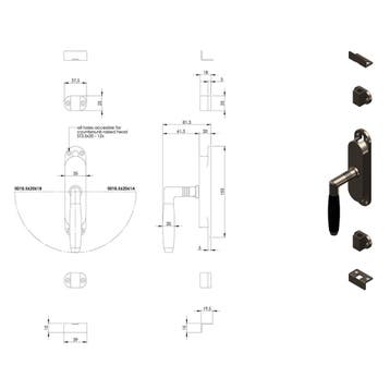 Intersteel krukespagnolet Ton 400 nikkel/ebbenhout - links, Doe-het-zelf en Verbouw, Hang- en Sluitwerk, Verzenden, Nieuw