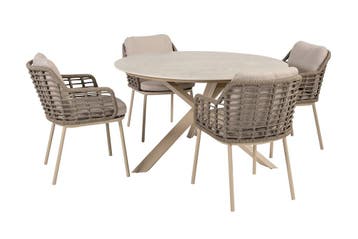Taste Puglia/Prado 4-persoons ronde dining tuinset Ø130 cm., Verzenden, Nieuw, Rvs, Tuinset