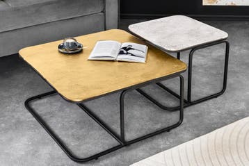 Set van 2 salontafel ABSTRACT 60cm goud zilver zwart metaal, Huis en Inrichting, Tafels | Salontafels, Ophalen of Verzenden, Nieuw