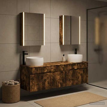vidaXL Badkamerkastenset 5 st Gerookt eiken Bewerkt hout, Verzenden, Nieuw