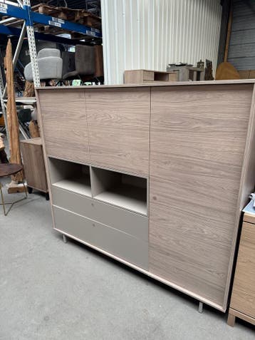 Devon highboard, kleur misty oak, Nieuw, Overige materialen