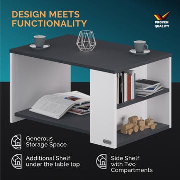 Salontafel Santa Cruz Wit/Antraciet 90x60x50cm (Meubelen), Verzenden