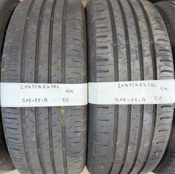 2x 205-55-16 Continental Zomer 2x 5mm €50 Per Band 205 55 16, Ophalen, Gebruikt, 16 inch, 205 mm