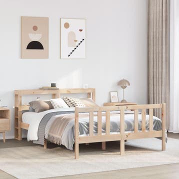 vidaXL Bedframe met hoofdbord massief grenenhout 120x200 cm, Bruin, Verzenden, Nieuw, Twijfelaar
