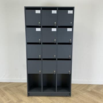 lockerkast vv 12 lockers en 3 vakken (hxbxd) 180x91x30 cm,, Ophalen of Verzenden, Nieuw