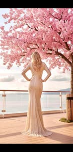 Goudkleurige elegante avondjurk S/M/L/XL, Kleding | Dames, Jurken, Ophalen of Verzenden, Nieuw, Onder de knie