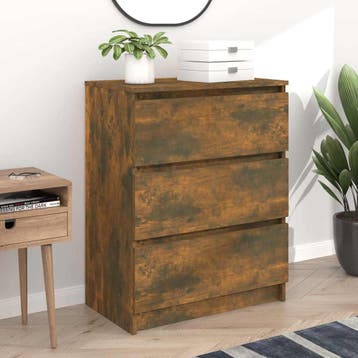 vidaXL Dressoir 60x35x76 cm bewerkt hout gerookt, Verzenden, Nieuw, Overige houtsoorten, Minder dan 50 cm