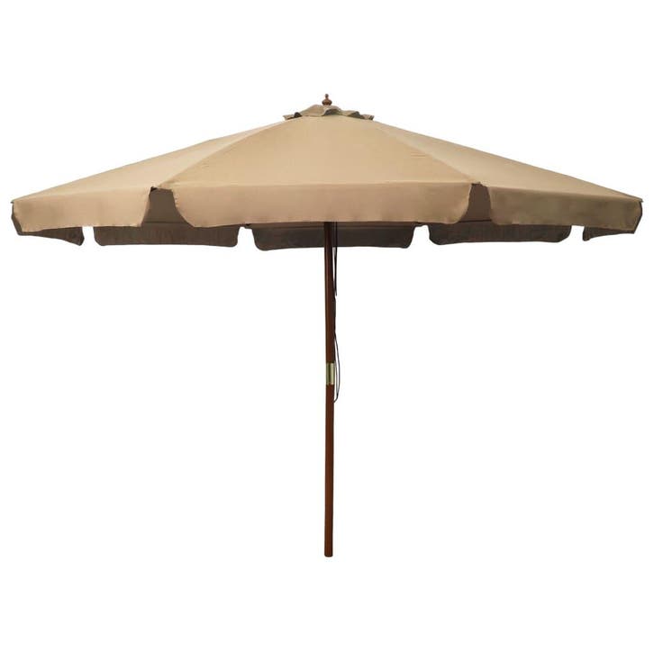 vidaXL Parasol met houten paal 330 cm taupe, Tuin en Terras, Parasols, Nieuw, 3 tot 4 meter, Verzenden