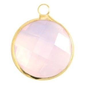 Crystal glas hanger rond 16mm Light rose opal-Gold (Nikke..., Ophalen of Verzenden, Nieuw, Kraal