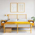 vidaXL Nachtkastjes 2 st 36x39x50,5 cm staal mosterdgeel, Huis en Inrichting, Slaapkamer | Nachtkastjes, Verzenden, Nieuw, Metaal of Aluminium