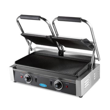 Contactgrill - Gegroefd - Dubbele Grillplaat - 2 x 22 cm, Witgoed en Apparatuur, Contactgrills, Verzenden, Nieuw