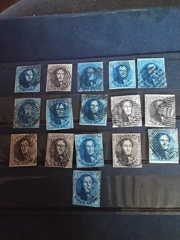 België - 16 Leopold medaillon blauw , bruin, Gestempeld