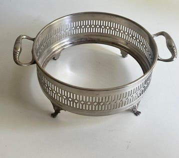 Serveerschaal - Verzilverd - Serveerschotel met glas I, Antiek en Kunst
