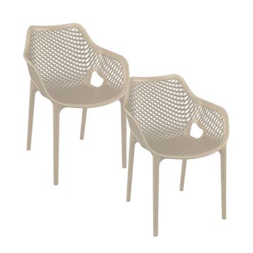 Garden Impressions Air XL design tuinstoel taupe - 2 stuks, Verzenden, Nieuw