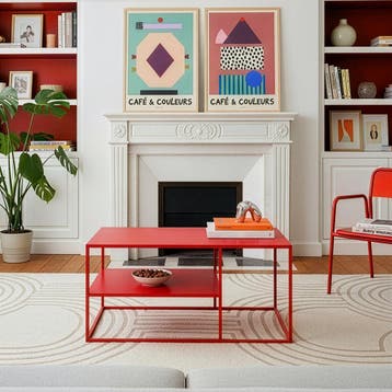 Salontafel Solund met plank 45x90x60 cm rood [en.casa], Huis en Inrichting, Tafels | Salontafels, Verzenden, Nieuw