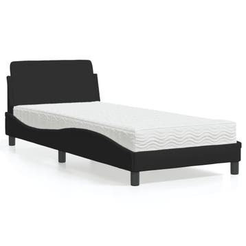vidaXL Bed met matras Dover stof zwart 80x200 cm, Eenpersoons, Verzenden, Zwart, Nieuw