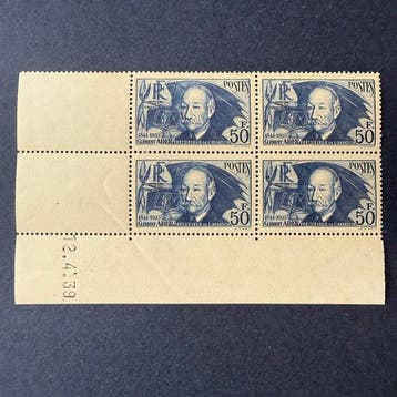 Frankrijk - Yvert 398 “Clément Ader” blok van 4 met, Gestempeld