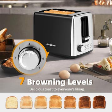 Broodrooster - Toaster - 2 sleuven - 750W - Zwart - Aigostar, Witgoed en Apparatuur, Verzenden, Zo goed als nieuw