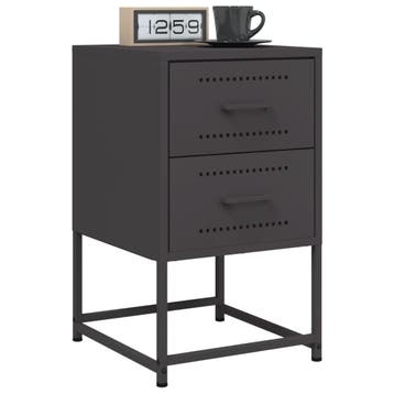 vidaXL Nachtkastjes 2 st 36x39x60,5 cm staal zwart, Verzenden, Nieuw, Metaal of Aluminium